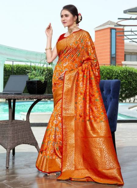 Orange Colour NP 1229 Colours New Designer Exclusive Wear Heavy Banarasi Patola Printed Saree Collection 1229D